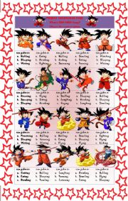 English Worksheet: present continuous tense SON GOKU version