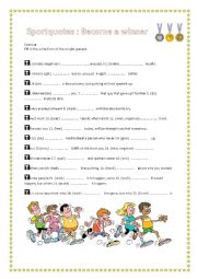 English Worksheet: Sport quotes and simple present A2