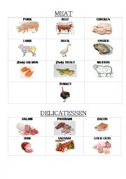 English Worksheet: MEAT AND DELICATESSEN PICTIONARY