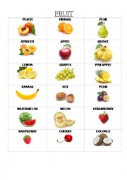 English Worksheet: FRUIT PICTIONARY