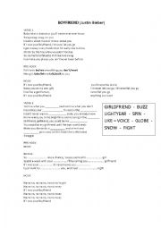 English Worksheet: Boyfriend (song) by Justin Bieber