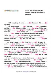 English Worksheet: simple present tense