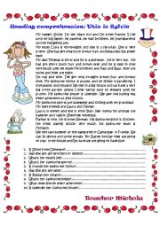 English Worksheet: Reading comprehension: this is Sylvie