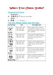 chinese zodiac worksheets