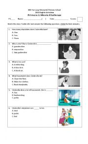 English Worksheet: cinderella movie challenge