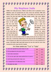 English Worksheet: My Nephew Jude