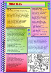 English Worksheet: Mini Reading Comprehensions.