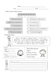 English Worksheet: personal information