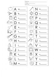 English Worksheet: Write ABC