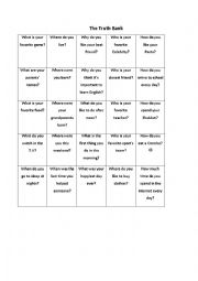 English Worksheet: truth or dare for elementary