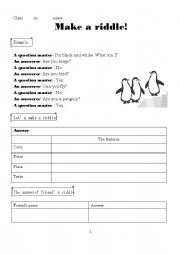 English Worksheet: Make a riddle