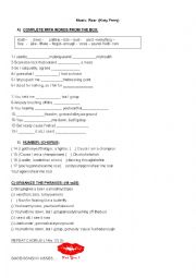 English Worksheet: Music_ Roar Katy Perry