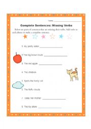 English Worksheet: Missing verbs