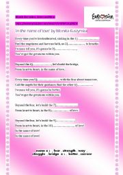 English Worksheet: In the name of love - eurovision song contest 2015