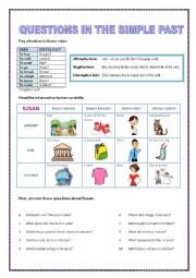 English Worksheet: QUESTIONS IN THE SIMPLE PAST
