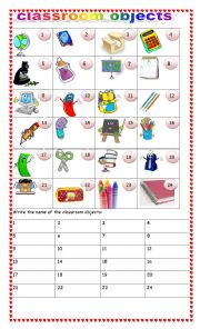 English Worksheet: CLASSROOM OBJECTS