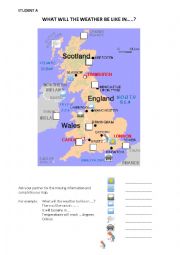 English Worksheet: Weatherforecast - pair work