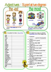 English Worksheet: Adjectives: Superlative degree