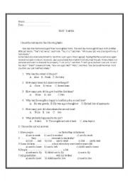 English Worksheet: reading comprehension