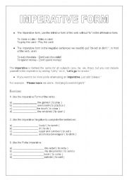 English Worksheet: The Imperative Form