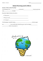 English Worksheet: Global Warming and Environment 