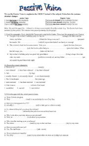 English Worksheet: Passive Voice theory and practice