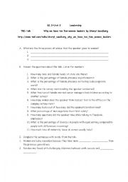 English Worksheet: Too few women leaders-TED talk worksheet