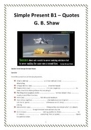 English Worksheet: George Bernard Shaw quotes - present simple CEFB1