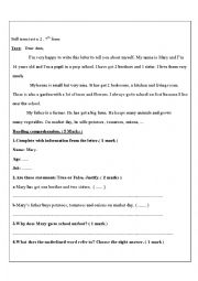 English Worksheet: full term test n 2 -7th form