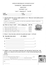 Writing worksheet (clothes, prices, how much)