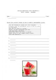 English Worksheet: How to make watermelon juice worksheet