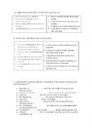 English Worksheet: phrasal verbs