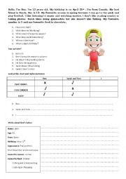 English Worksheet: Bens life (Do-Does-Like-Likes-Have got - Has got)
