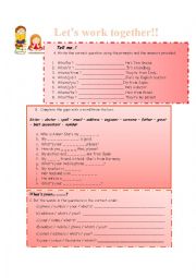 English Worksheet: Interrogative sentences - Verb to Be