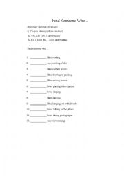 English Worksheet: Find someone who