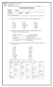 English Worksheet: past simple worksheet