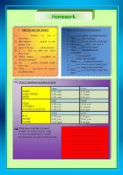 English Worksheet: Homework