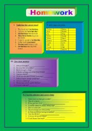 English Worksheet: Homework