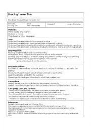 English Worksheet: lessonplan