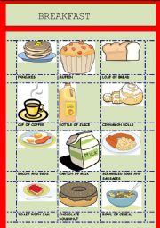 BREAKFAST PICTIONARY - ESL worksheet by gemaherlo