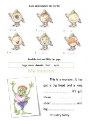 English Worksheet: PARTS OF A BODY