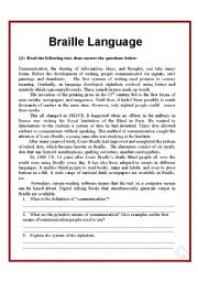 English Worksheet: Braille Language 
