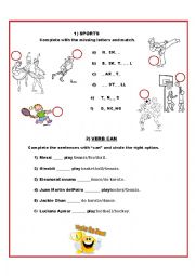 English Worksheet: Verb can (sports)