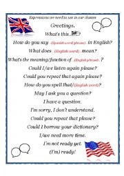 English Worksheet: Expressions for the English classroom