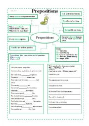 English Worksheet: Prepositions special