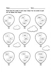 English Worksheet: rhyming words