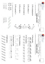 Numbers and school objects