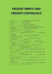 English Worksheet: PRESENT SIMPLE AND CONTINUOUS