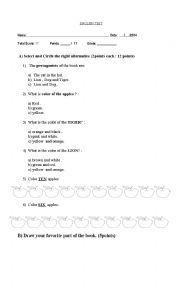 English Worksheet: test cat in the hat 