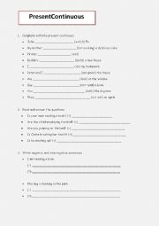 English Worksheet: Present Continuous